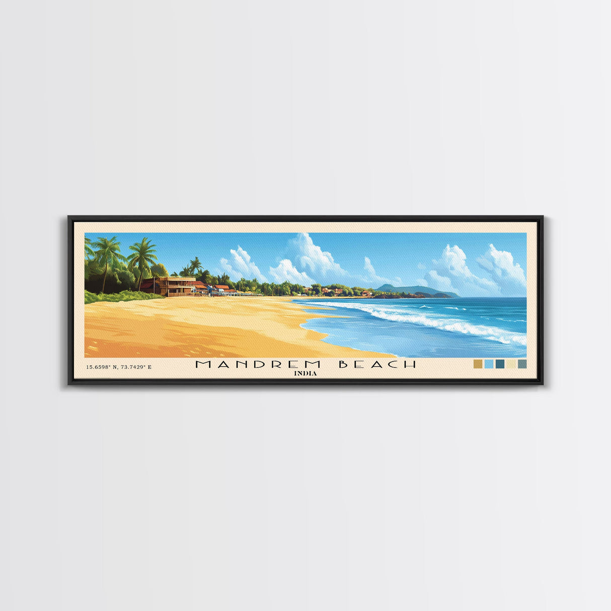 Mandrem Beach, India Panoramic Print, Vacation Gift, India Wall Art, Vacation Wall Art, Vacatation Memories, Beach Decor, Beach Or Lakehouse Art