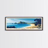 Matakana Island, New Zealand Panoramic Beach Print, Vacation Gift, New Zealand Wall Art, Framed Canvas Print, Framed Beach Painting