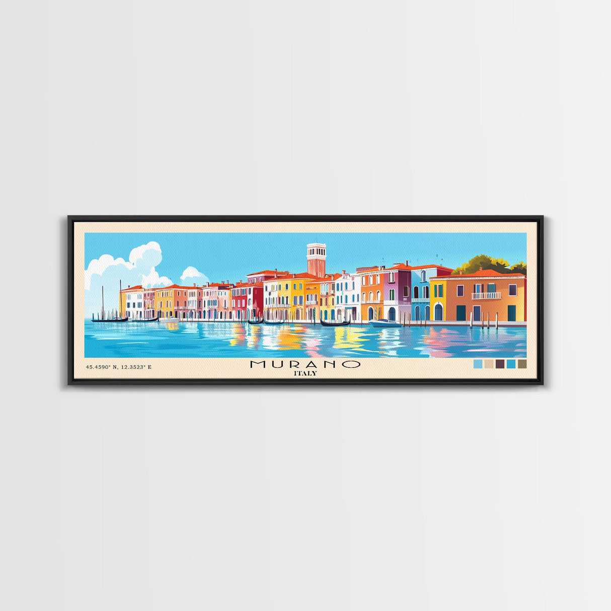 Murano, Italy Panoramic Print, Vacation Gift, Italy Wall Art, Beach Painting, Beach Decor, Large Wall Art, Wood Frame Art