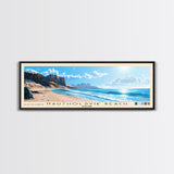 Nautholsvik Beach, Iceland Panoramic Print, Vacation Gift, Iceland Wall Art, Beach Painting, Beach Decor, Large Wall Art, Wood Frame Art