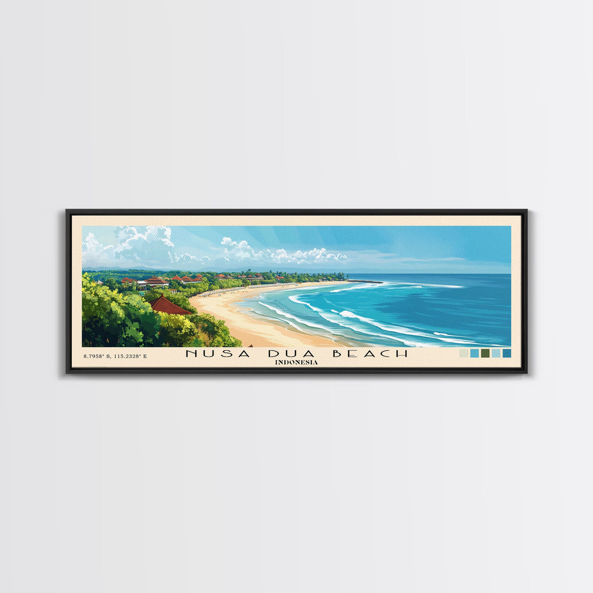 Nusa Dua Beach, Indonesia Panoramic Print, Vacation Gift, Indonesia Wall Art, Vacation Wall Art, Vacatation Memories, Beach Decor, Beach Or Lakehouse Art