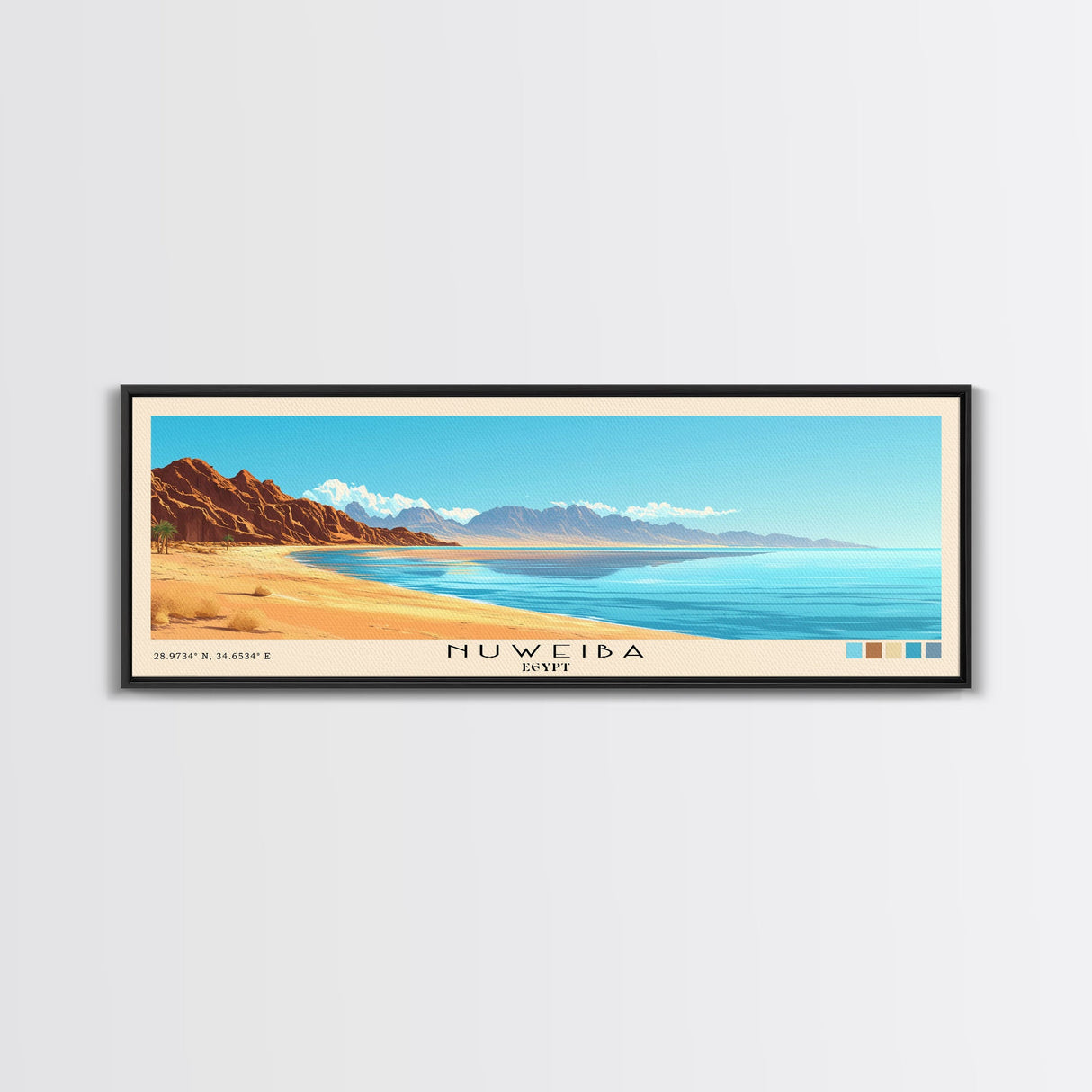 Nuweiba, Egypt Panoramic Print, Vacation Gift, Egypt Wall Art, Beach Painting, Beach Decor, Large Wall Art, Wood Frame Art