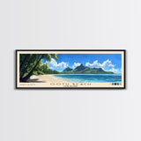 Ootu Beach, Cook Islands Panoramic Print, Vacation Gift, Cook Islands Wall Art, Beach Painting, Beach Decor, Large Wall Art, Wood Frame Art