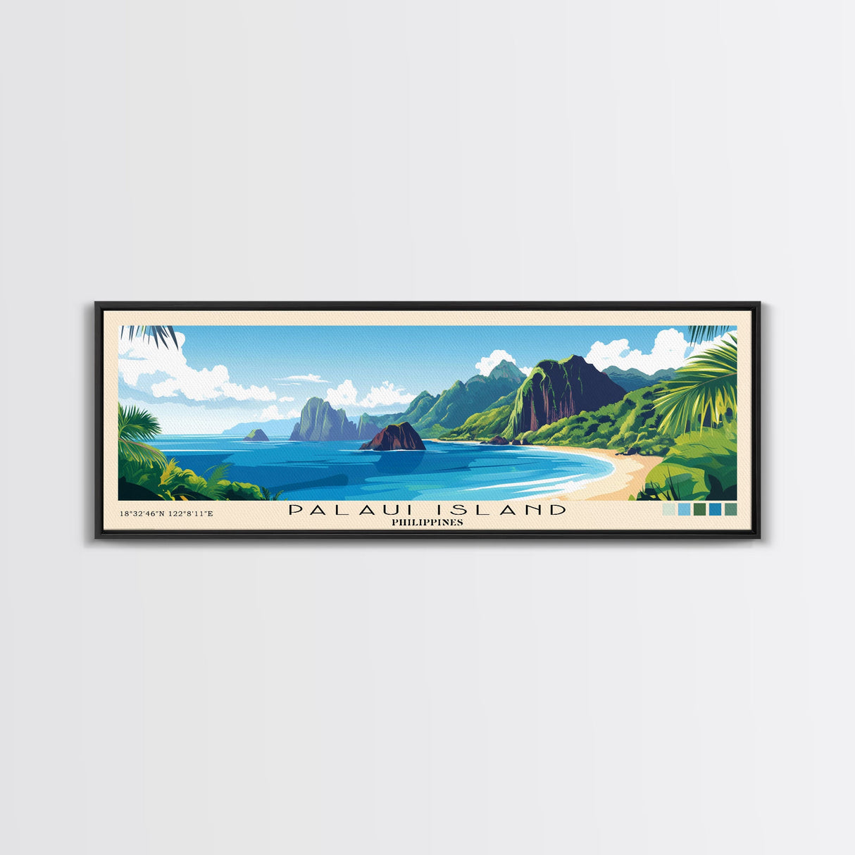 Palaui Island, Philippines Panoramic Print, Vacation Gift, Philippines Wall Art, Beach Painting, Beach Decor, Beach Or Lakehouse Art