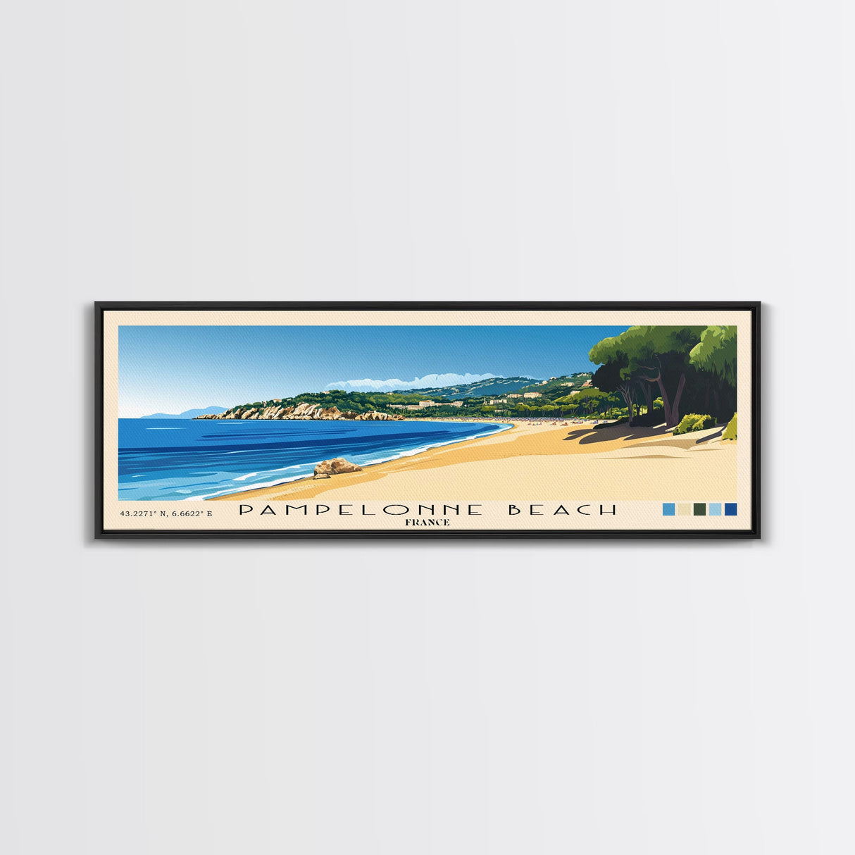 Pampelonne Beach, France Panoramic Print, Vacation Gift, France Wall Art, Beach Painting, Beach Decor, Beach Or Lakehouse Art