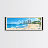 Panama City Beach, Florida Panoramic Print, Vacation Gift, Florida Wall Art, Beach Painting, Beach Decor, Large Wall Art, Wood Frame Art