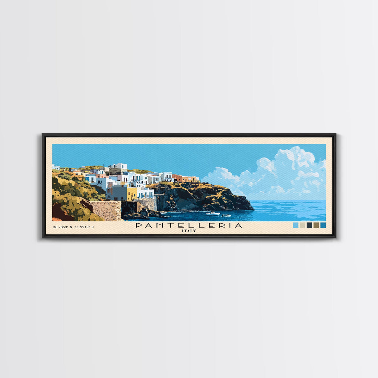 Pantelleria, Italy Panoramic Beach Print, Vacation Gift, Italy Wall Art, Beach Painting, Beach Decor, Beach Painting