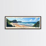 Piha Beach, New Zealand Panoramic Print, Vacation Gift, New Zealand Wall Art, Beach Painting, Beach Decor, Beach Or Lakehouse Art