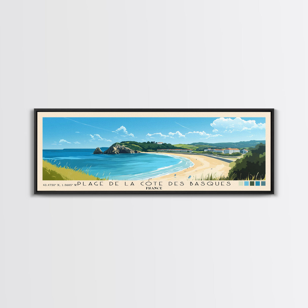 Plage de la Côte des Basques, France Panoramic Print, Vacation Gift, France Wall Art, Vacation Wall Art, Vacatation Memories, Beach Decor, Beach Or Lakehouse Art