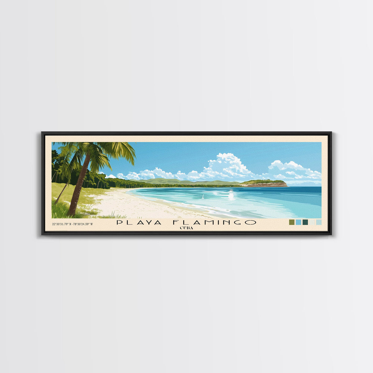 Playa Flamingo, Cuba Panoramic Print, Vacation Gift, Cuba Wall Art, Vacation Wall Art, Vacatation Memories, Beach Decor, Beach Or Lakehouse Art