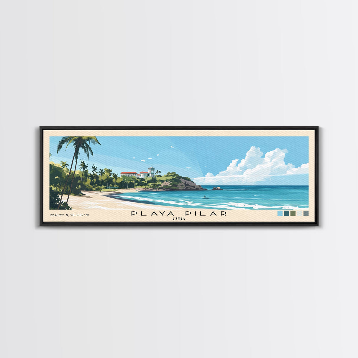 Playa Pilar, Cuba Panoramic Beach Print, Vacation Gift, Cuba Wall Art, Beach Painting, Beach Decor, Beach Painting