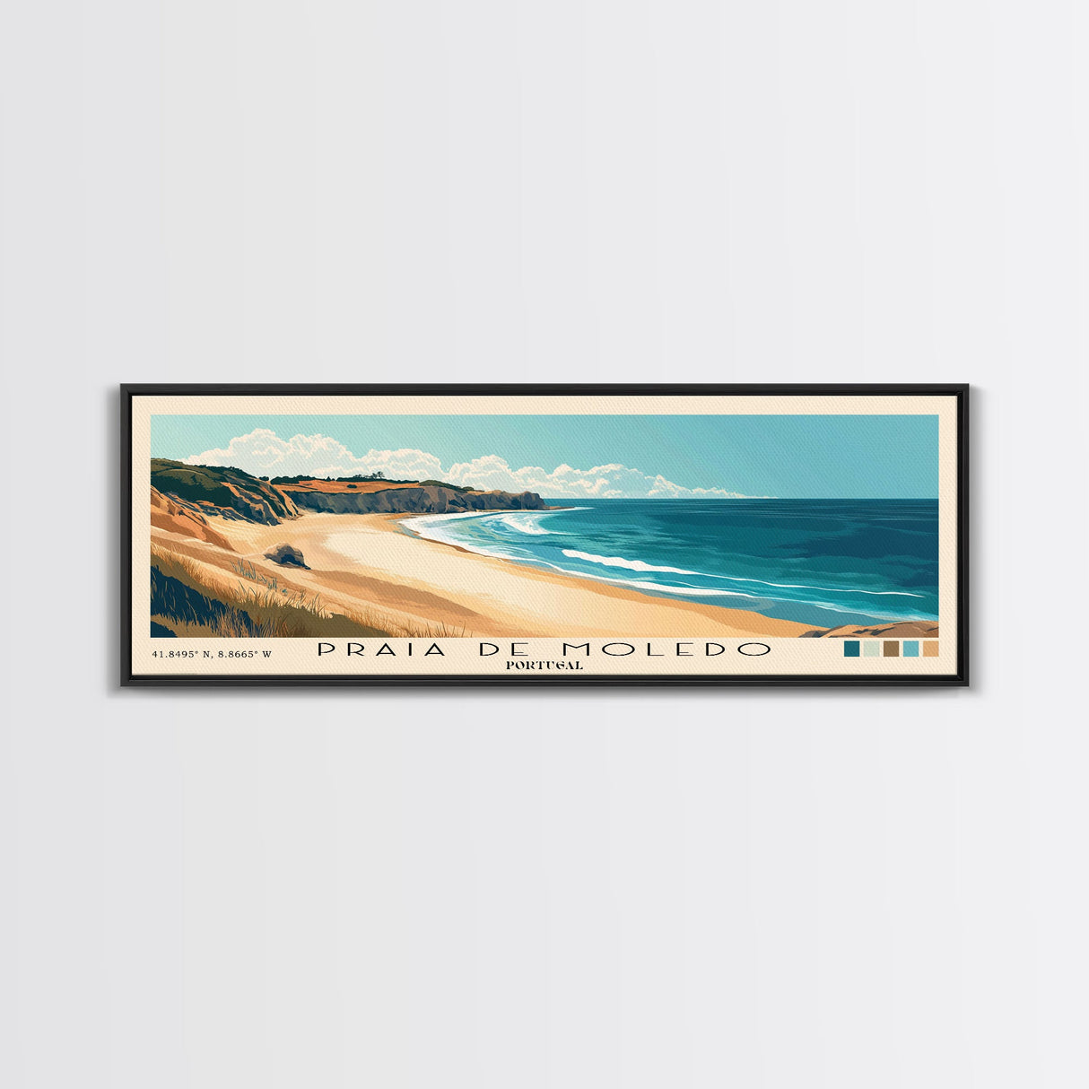 Praia de Moledo, Portugal Panoramic Print, Vacation Gift, Portugal Wall Art, Vacation Wall Art, Vacatation Memories, Beach Decor, Beach Or Lakehouse Art