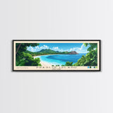 Praslin Island, Anse Lazio Panoramic Beach Print, Vacation Gift, Anse Lazio Wall Art, Framed Canvas Print, Framed Beach Painting