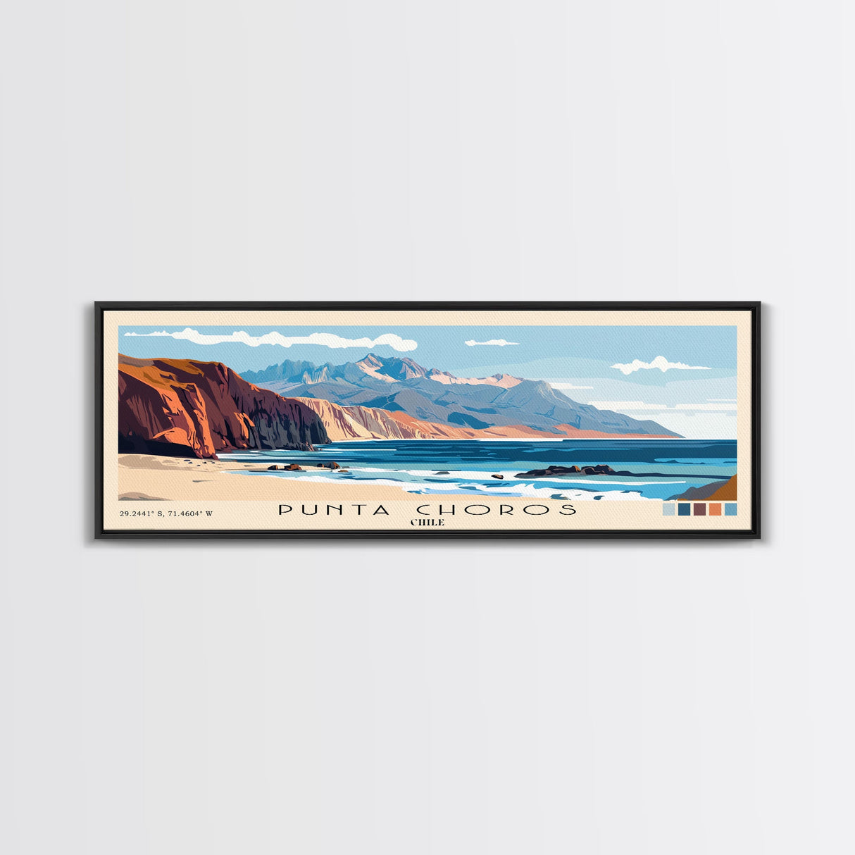 Punta Choros, Chile Panoramic Print, Vacation Gift, Chile Wall Art, Beach Painting, Beach Decor, Beach Or Lakehouse Art