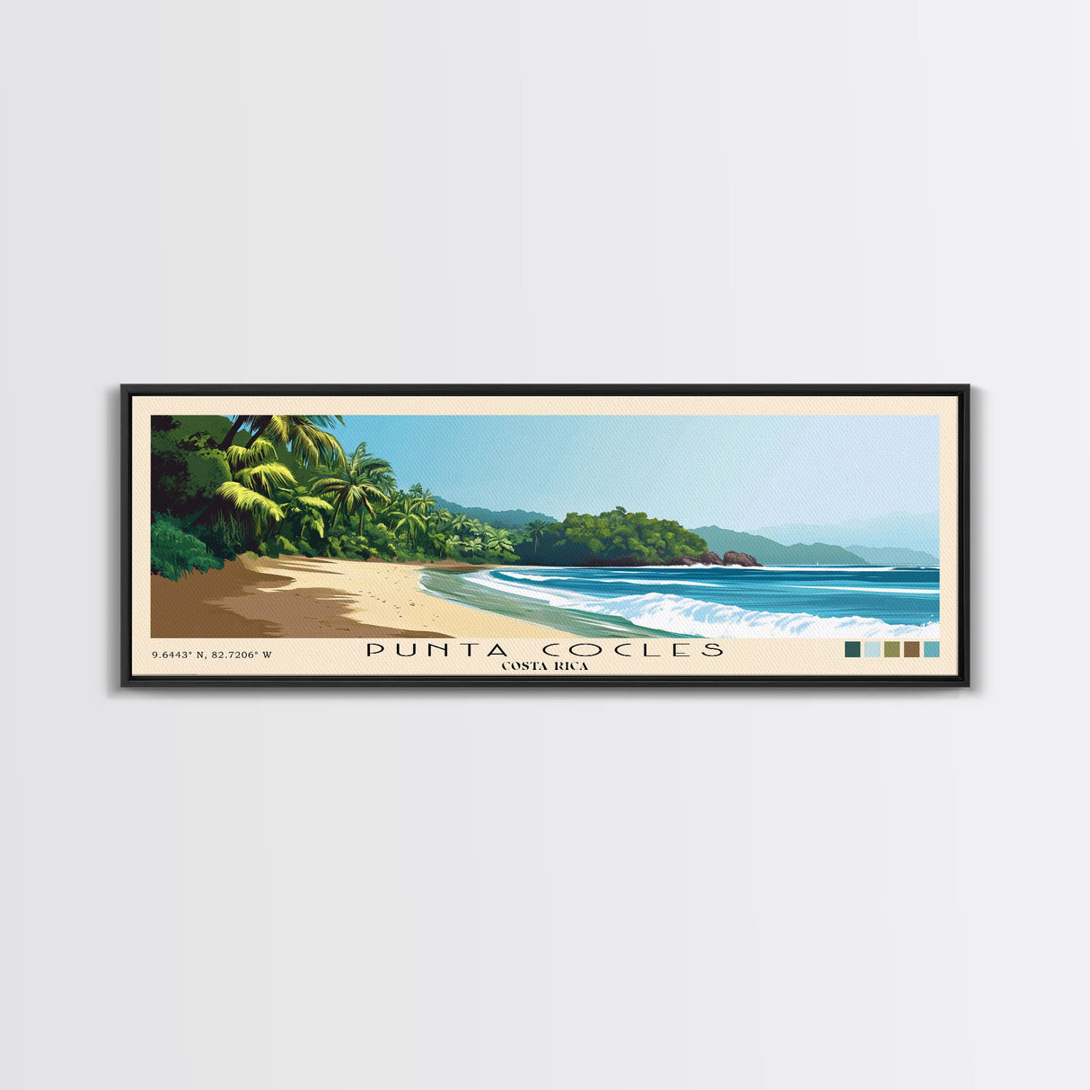 Punta Cocles, Costa Rica Panoramic Beach Print, Vacation Gift, Costa Rica Wall Art, Beach Painting, Beach Decor, Beach Painting