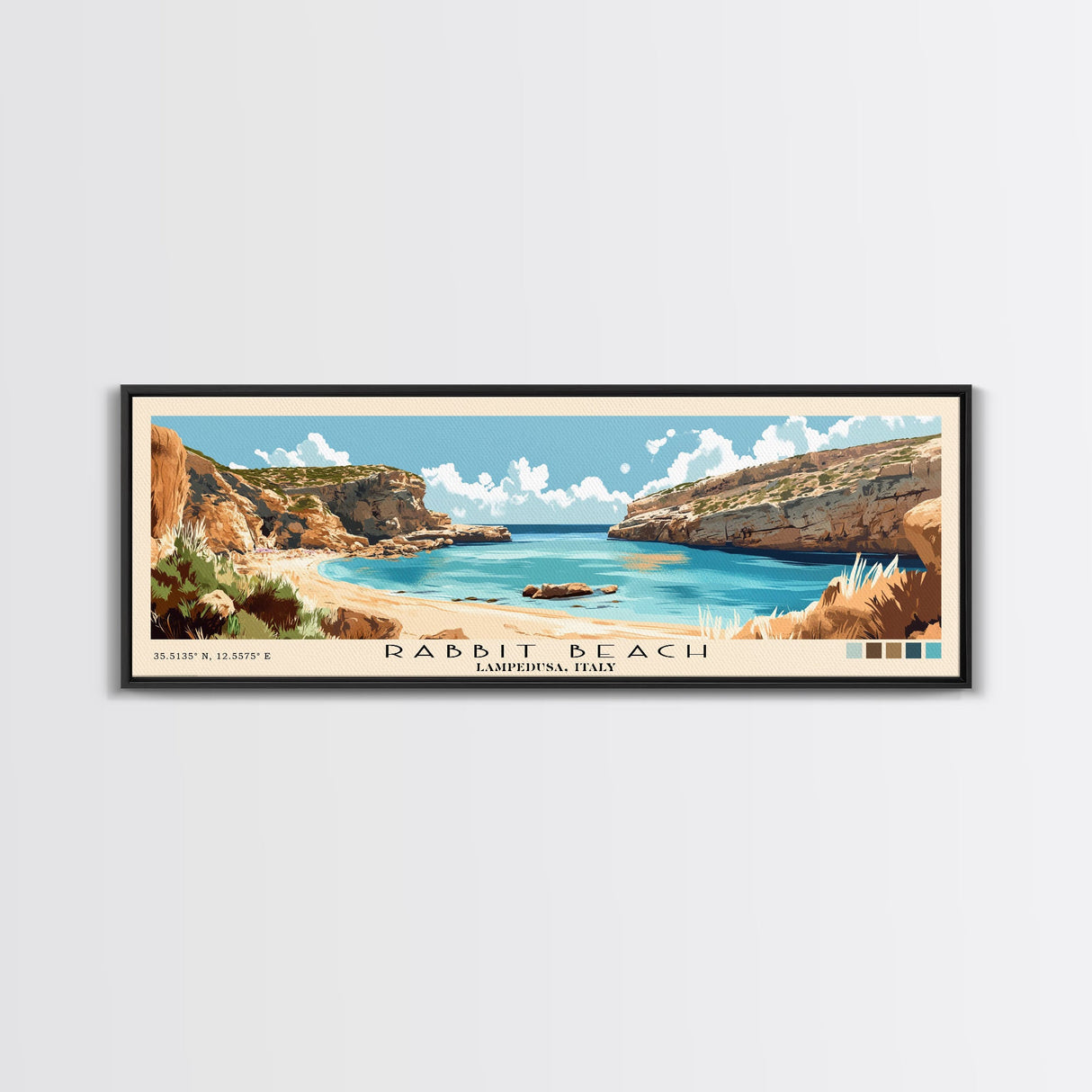 Rabbit Beach, Lampedusa, Italy Panoramic Print, Vacation Gift, Lampedusa, Italy Wall Art, Beach Painting, Beach Decor, Beach Or Lakehouse Art