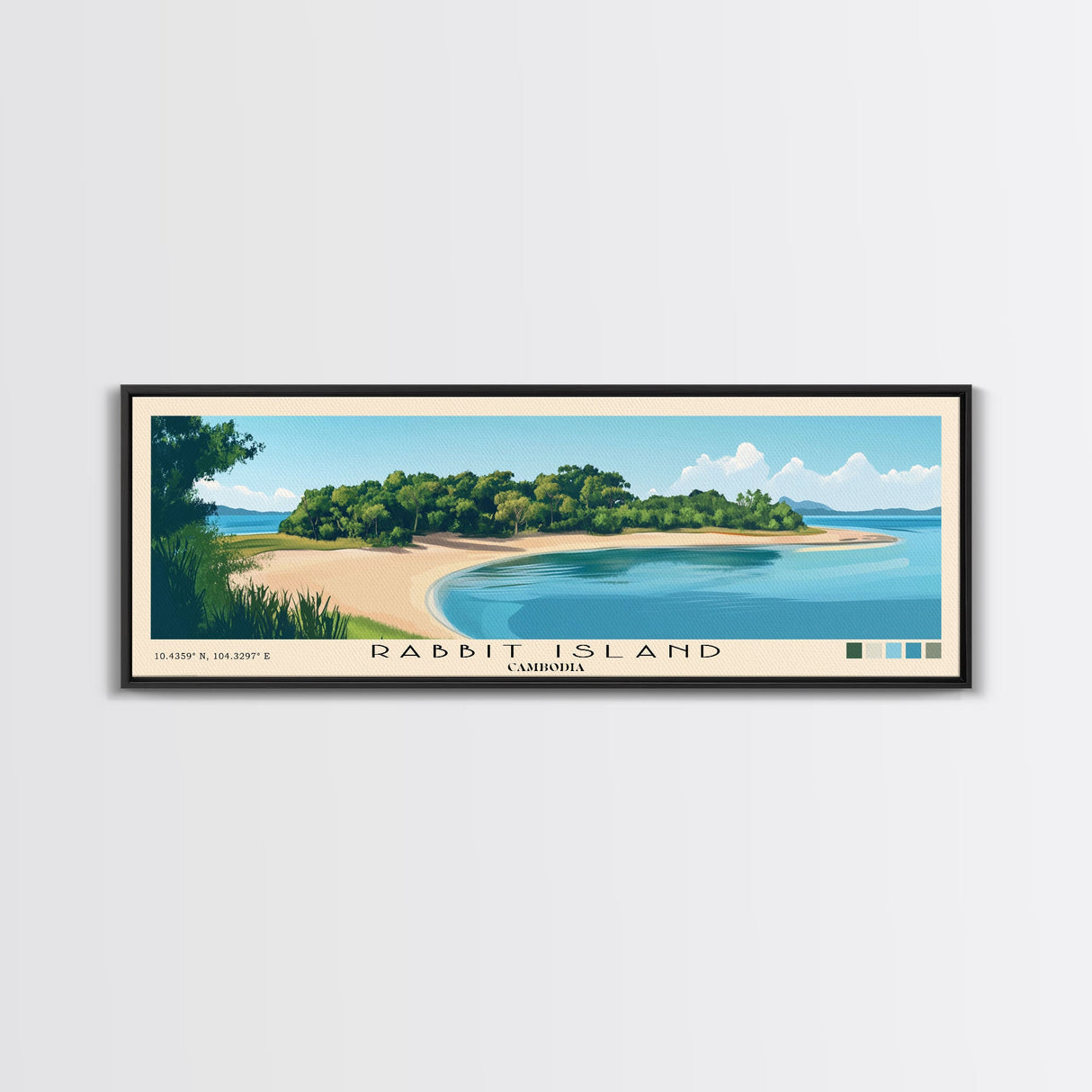 Rabbit Island, Cambodia Panoramic Beach Print, Vacation Gift, Cambodia Wall Art, Beach Painting, Beach Decor, Beach Painting