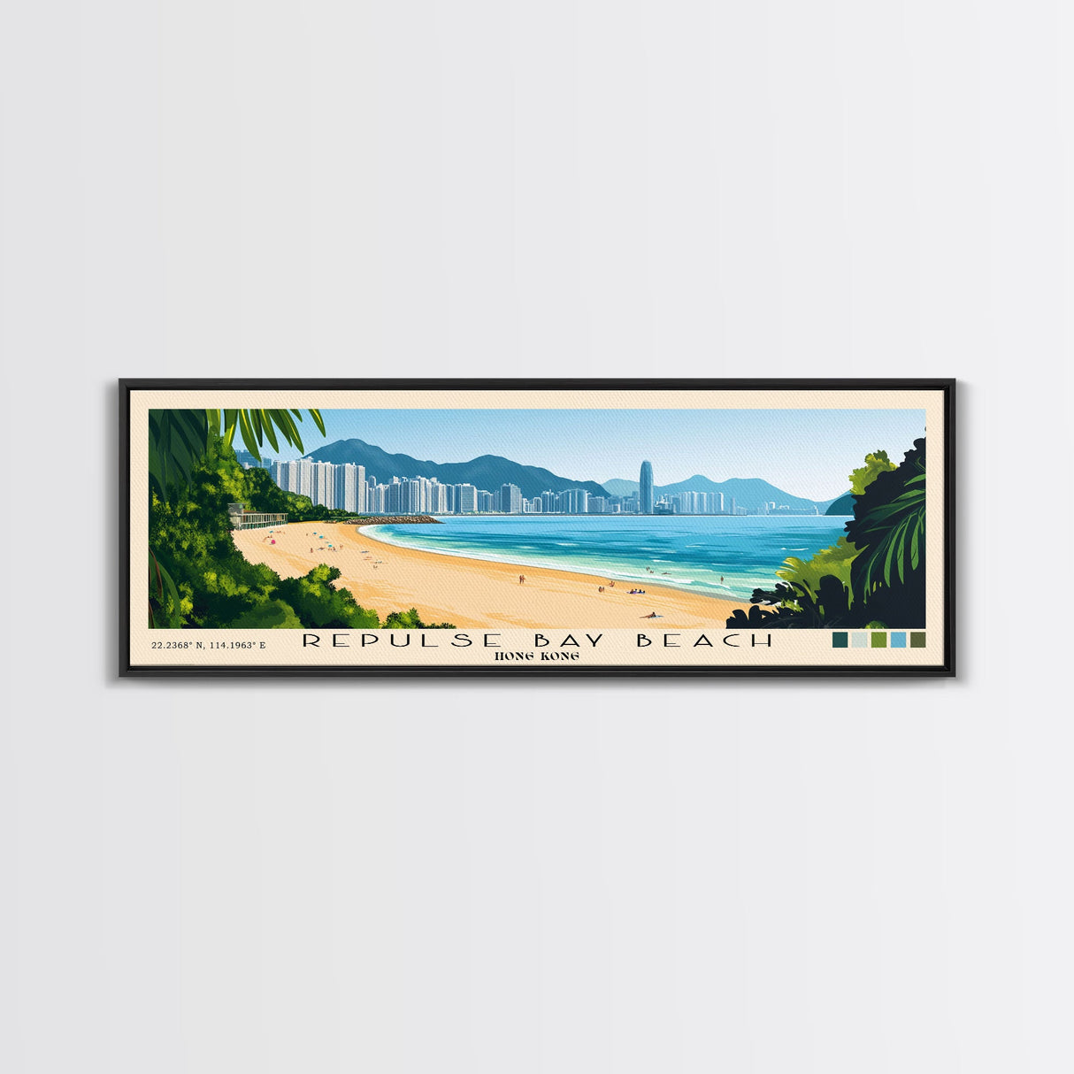 Repulse Bay Beach, Hong Kong Panoramic Print, Vacation Gift, Hong Kong Wall Art, Vacation Wall Art, Vacatation Memories, Beach Decor, Beach Or Lakehouse Art