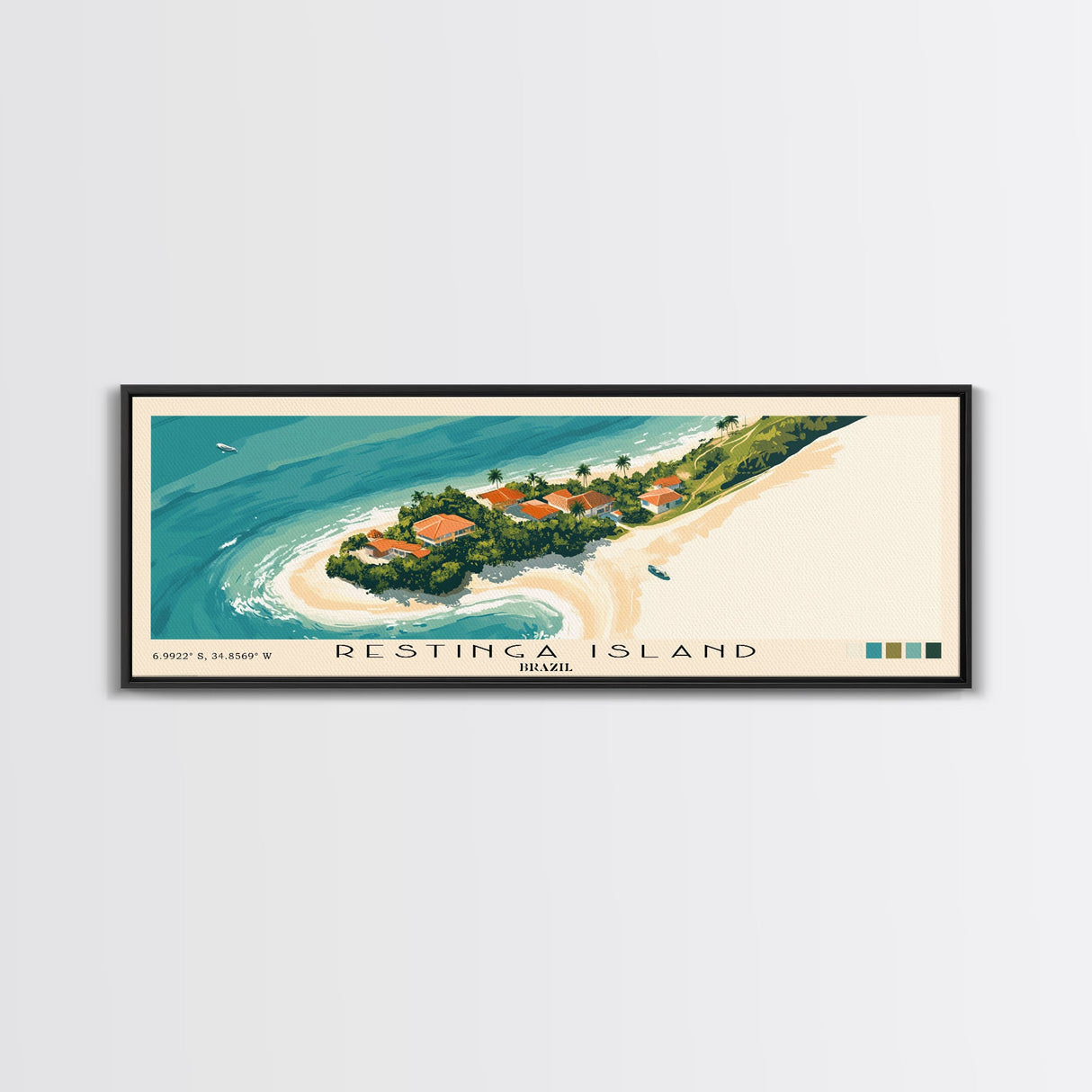 Restinga Island, Brazil Panoramic Print, Vacation Gift, Brazil Wall Art, Beach Painting, Beach Decor, Beach Or Lakehouse Art