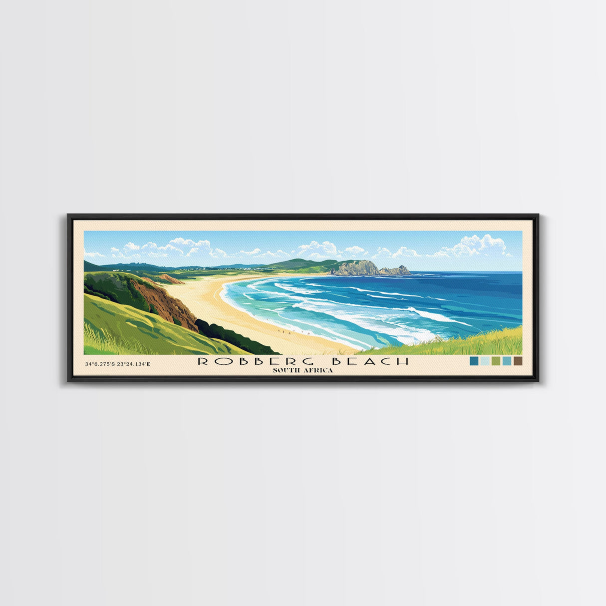 Robberg Beach, South Africa Panoramic Beach Print, Vacation Gift, South Africa Wall Art, Beach Painting, Beach Decor, Beach Painting