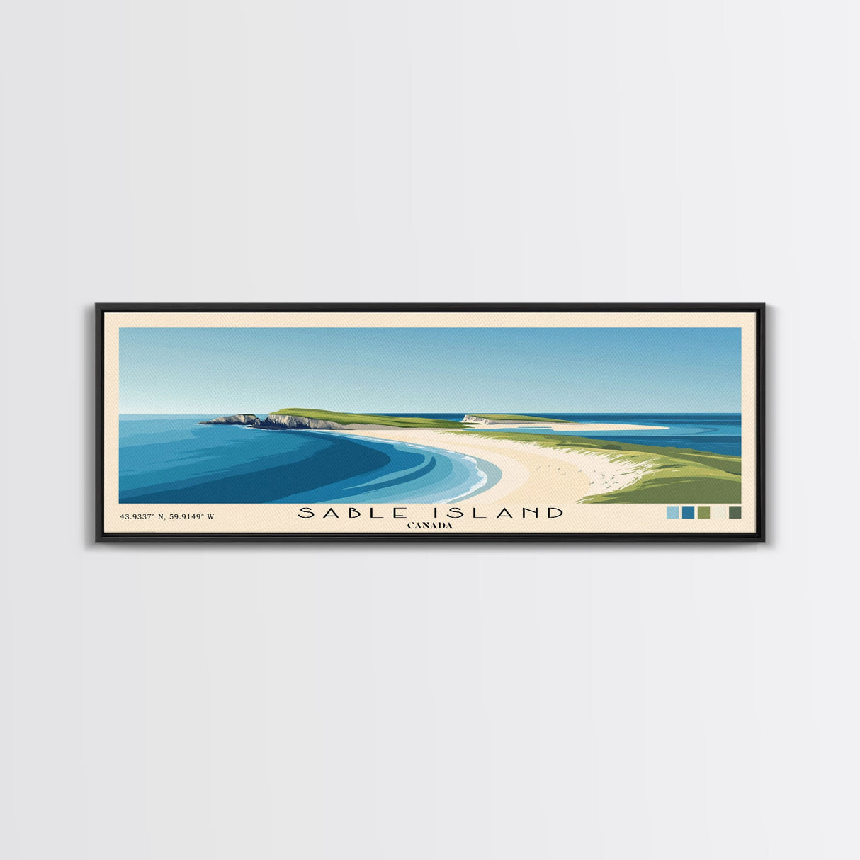 Sable Island, Canada Panoramic Beach Print, Vacation Gift, Canada Wall Art, Framed Canvas Print, Framed Beach Painting