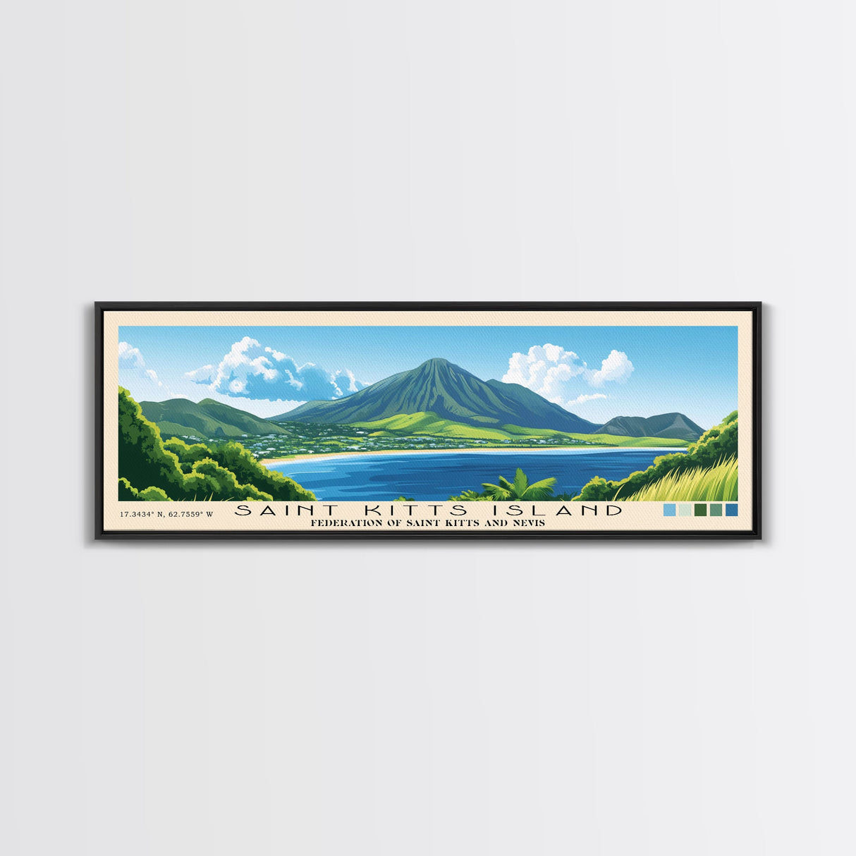 Saint Kitts Island, Federation of Saint Kitts and Nevis Panoramic Print, Vacation Gift, Federation of Saint Kitts and Nevis Wall Art, Vacation Wall Art, Vacatation Memories, Beach Decor, Beach Or Lakehouse Art