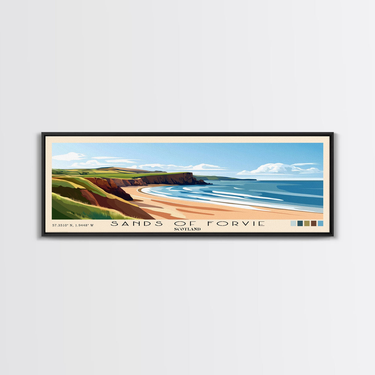 Sands of Forvie, Scotland Panoramic Beach Print, Vacation Gift, Scotland Wall Art, Framed Canvas Print, Framed Beach Painting