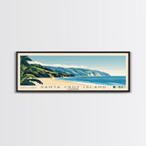 Santa Cruz Island, California Panoramic Beach Print, Vacation Gift, California Wall Art, Framed Canvas Print, Framed Beach Painting