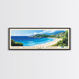 Seychelles Beach, Greece Panoramic Beach Print, Vacation Gift, Greece Wall Art, Framed Canvas Print, Framed Beach Painting