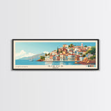 Siros, Greece Panoramic Print, Vacation Gift, Greece Wall Art, Beach Painting, Beach Decor, Beach Or Lakehouse Art