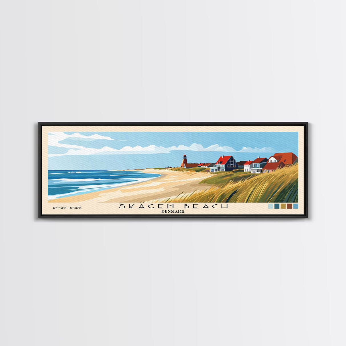 Skagen Beach, Denmark Panoramic Beach Print, Vacation Gift, Denmark Wall Art, Beach Painting, Beach Decor, Beach Painting