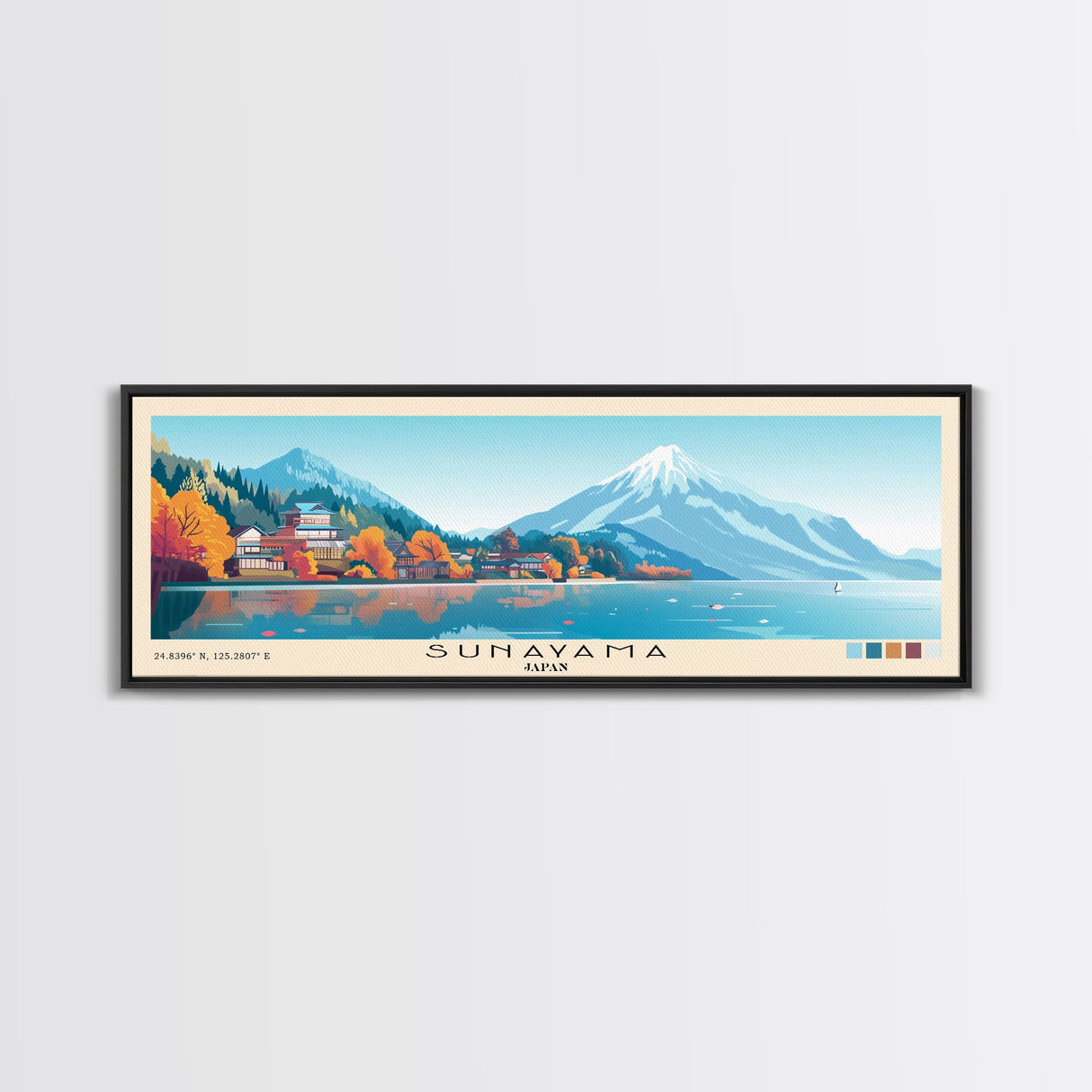 Sunayama, Japan Panoramic Beach Print, Vacation Gift, Japan Wall Art, Framed Canvas Print, Framed Beach Painting