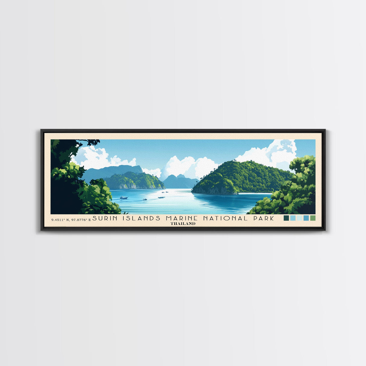 Surin Islands Marine National Park, Thailand Panoramic Print, Vacation Gift, Thailand Wall Art, Beach Painting, Beach Decor, Large Wall Art, Wood Frame Art