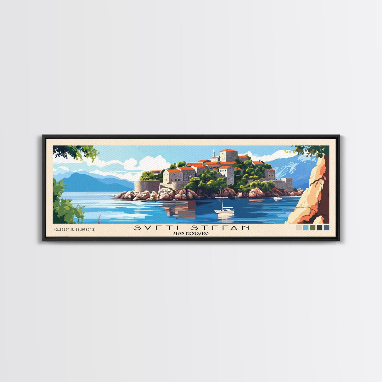 Sveti Stefan, Montenegro Panoramic Print, Vacation Gift, Montenegro Wall Art, Vacation Wall Art, Vacatation Memories, Beach Decor, Beach Or Lakehouse Art