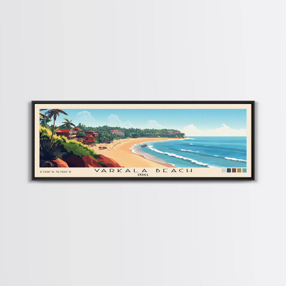 Varkala Beach, India Panoramic Print, Vacation Gift, India Wall Art, Vacation Wall Art, Vacatation Memories, Beach Decor, Beach Or Lakehouse Art