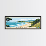 Wainui Beach, New Zealand Panoramic Beach Print, Vacation Gift, New Zealand Wall Art, Framed Canvas Print, Framed Beach Painting