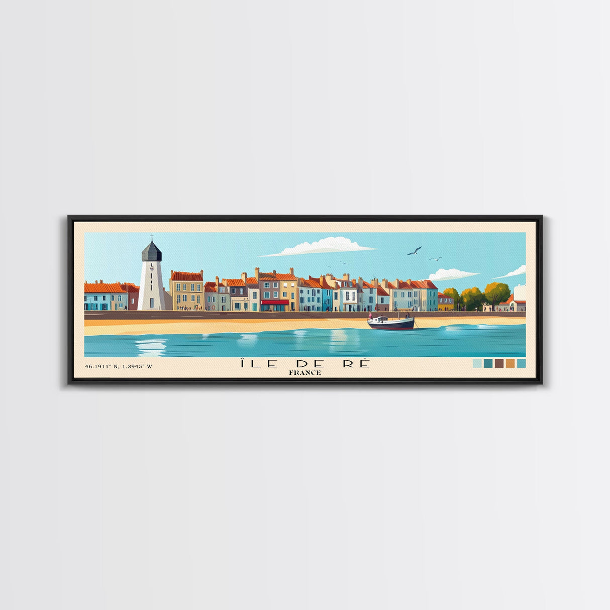 Île de Ré, France Panoramic Print, Vacation Gift, France Wall Art, Beach Painting, Beach Decor, Beach Or Lakehouse Art