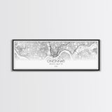 Panoramic Cincinnati City Map, Ohio Art, Map Print, Minimalist Wall Art, Canvas Art, Housewarming Gift, Street Map Art, Closing Gift