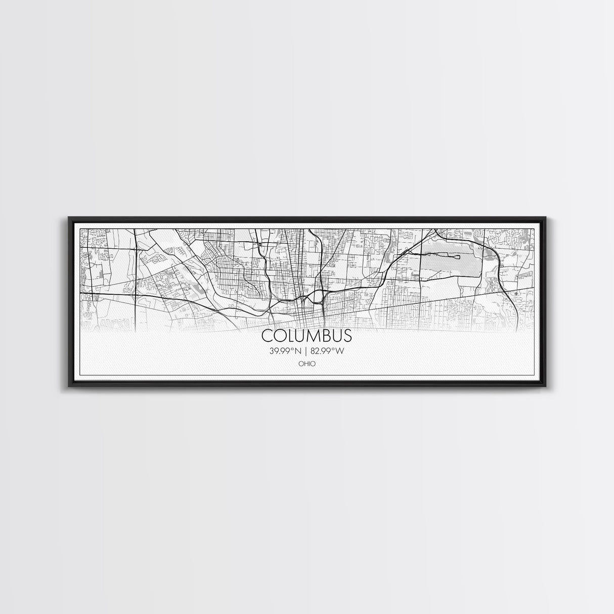 Panoramic Columbus City Map, Ohio Art, Map Print, Minimalist Wall Art, Canvas Art, Housewarming Gift, Street Map Art, Closing Gift