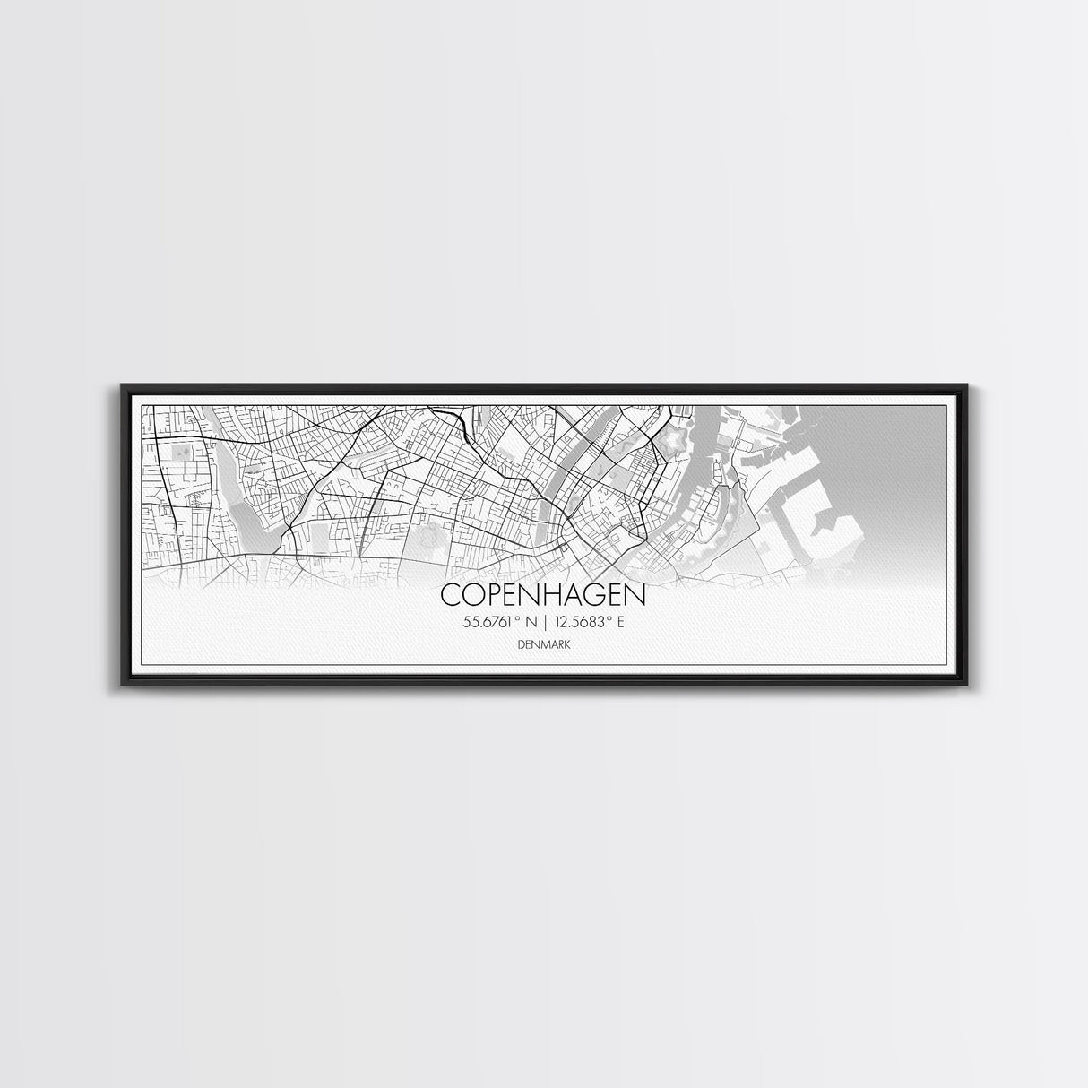 Panoramic Copenhagen City Map, Denmark Art, Map Print, Minimalist Wall Art, Canvas Art, Housewarming Gift, Street Map Art, Closing Gift