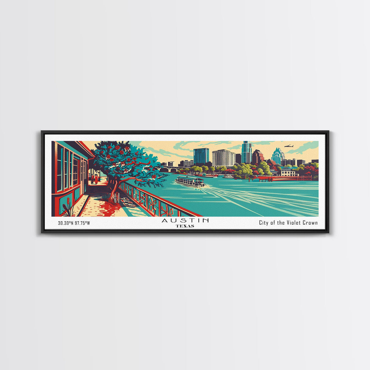 Austin Texas Panoramic Travel Poster Canvas Print