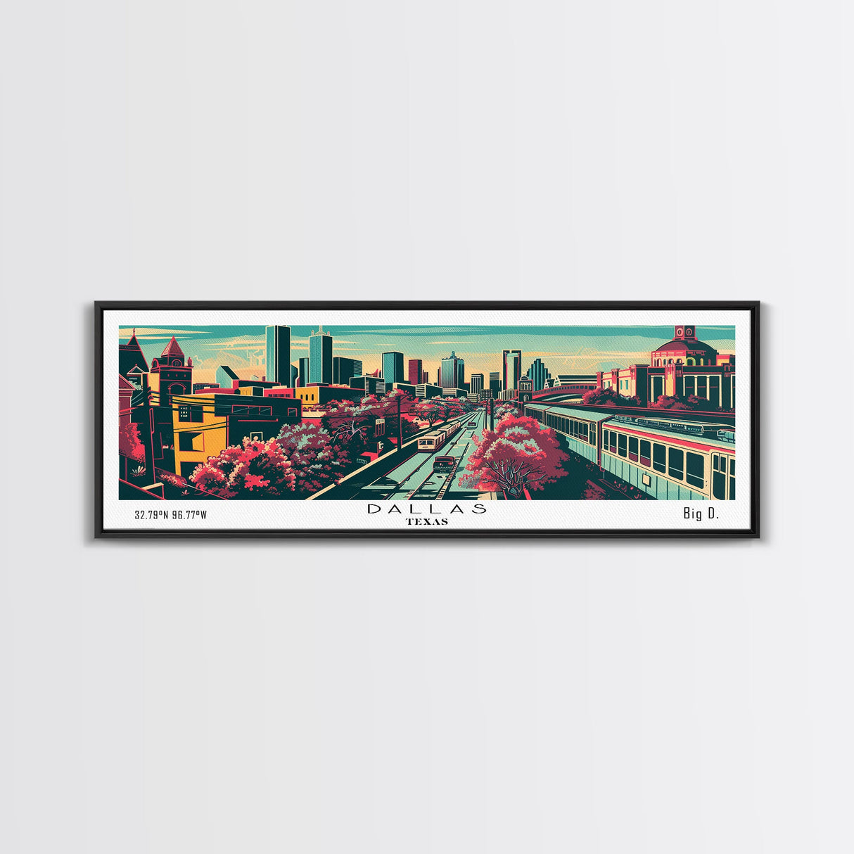 Dallas Texas Panoramic Travel Poster Canvas Print