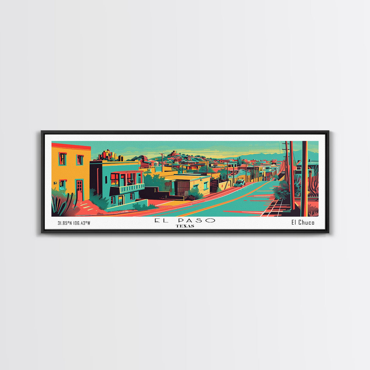 El Paso Texas Panoramic Travel Poster Canvas Print