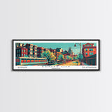 Kansas City Missouri Panoramic Travel Poster Framed Canvas Print, Mid Century Modern Art, Pop Art Style, Wall Art, Wall Decor, Home Decor, Retro Style Art