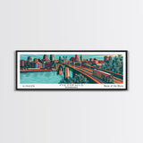 Memphis Tennessee Panoramic Painting Framed Canvas Print, Travel Poster, Mid Century Modern Art, Pop Art Style, Wall Decor, Retro Style Art