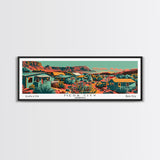 Mesa Arizona Panoramic Travel Poster Framed Canvas Print, Mid Century Modern Art, Pop Art Style, Wall Art, Home Decor, Office Wall Art