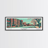 Newark New Jersey Panoramic Painting Framed Canvas Print, Travel Poster, Mid Century Modern Art, Pop Art Style, Wall Decor, Living Room Art