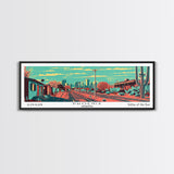 Phoenix Arizona Panoramic Wall Art Framed Canvas Print, Travel Poster, Mid Century Modern Art, Pop Art Style, Home Decor, Living Room Art