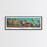 Santa Ana California Panoramic Wall Art Framed Canvas Print, Travel Poster, Mid Century Modern Art, Pop Art Style, Wall Decor, Office Wall Art