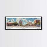 Beaumont Texas Panoramic Painting, Watercolor Framed Canvas Print, Scenic City Art, Travel Poster, Wall Hanging, Living Room Art, Gift Idea